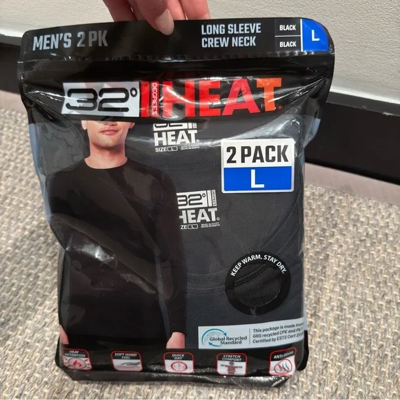 NWT- 32 Degrees Heat Black Thermal Wear Size L - Picture 3 of 5